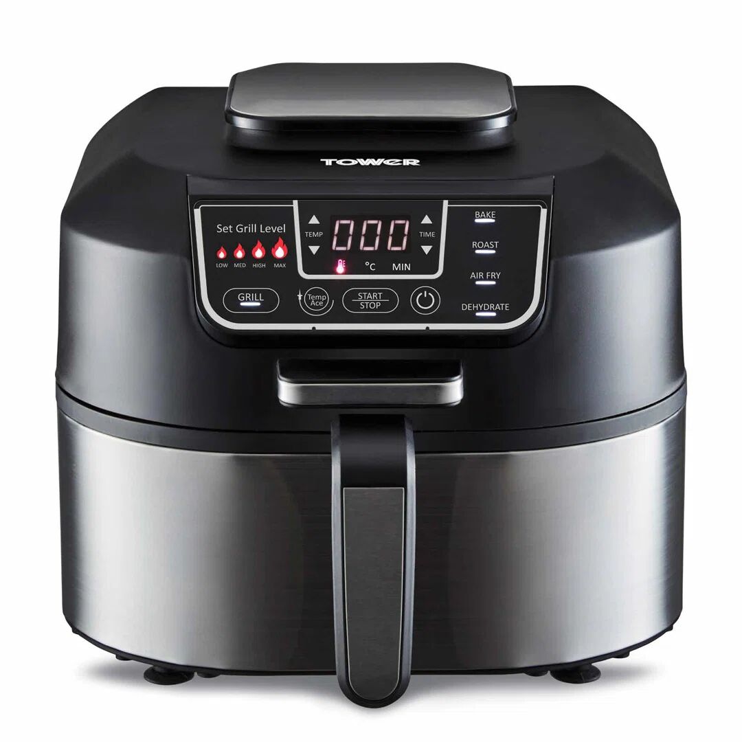 Tower T17086 Vortx 5 in 1 Air Fryer and Grill with Crisper, 5.6L, Black black 27.5 H x 44.5 W x 31.0 D cm