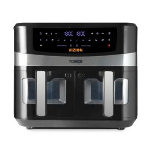 Tower T17100 Vortx Vizion 9L Dual Basket Air Fryer With Digital Control Panel & 10 One-Touch Pre-Sets, Black black 32.0 H x 40.0 W x 36.0 D cm