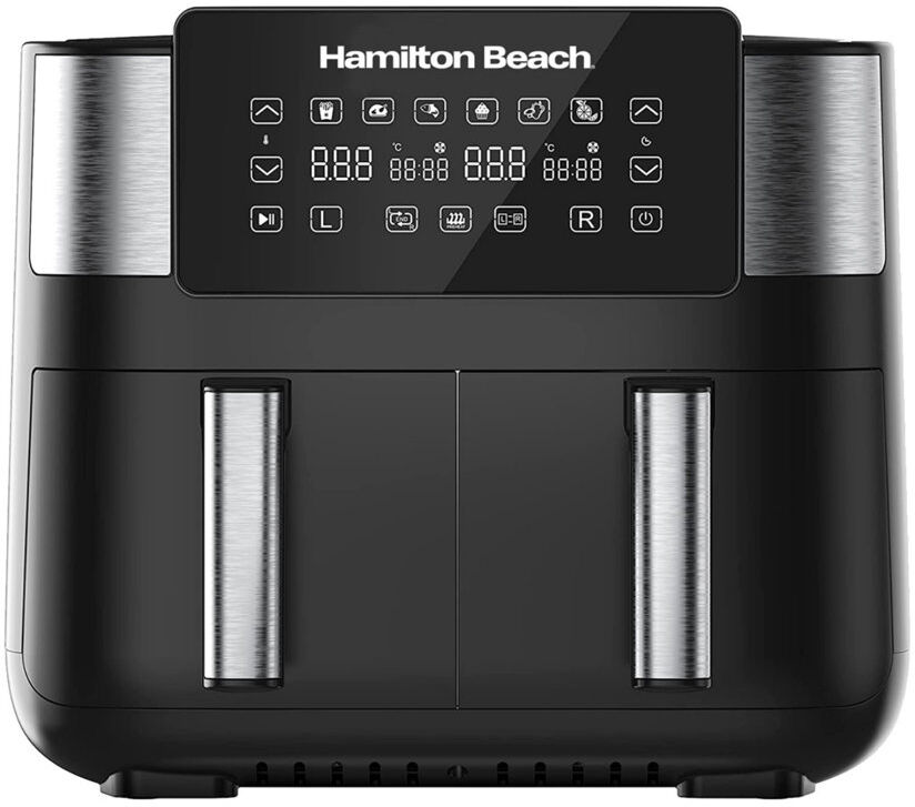 Hamilton Beach Healthy Cook Dual Air Fryer Chrome;Black 8L