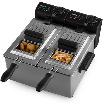 Tower 6 L Tower Dual Basket Deep Fryer Tower  - Size: Small Tower 6 L Tower Dual Basket Deep Fryer Tower  - Size: Small