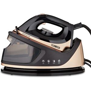 Tower T22023GLD Ceraglide Steam Generator Iron, 3 Bar Pressure, 2700W, 1.2 Litre Detachable Water Tank, 80g/min Continuous Steam, Vertical Steam, Cham black/gray 25.0 H x 36.0 W x 18.5 D cm