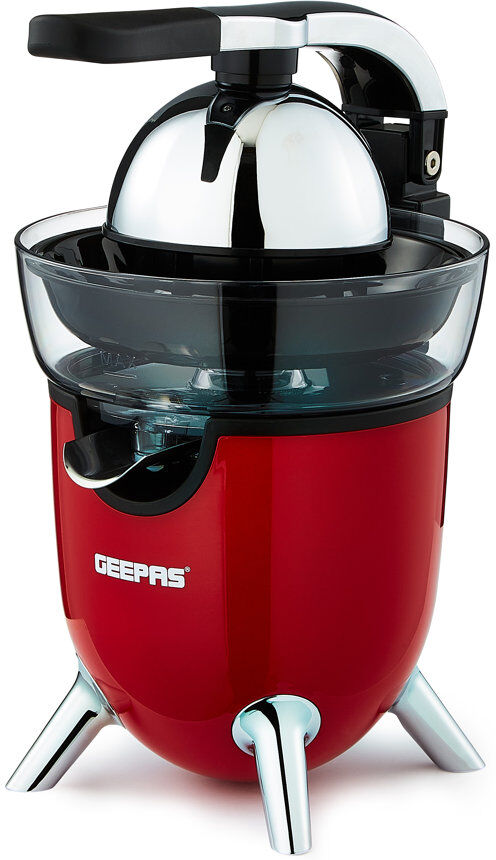 GEEPAS Electric Citrus Juicer 1.2L BPA Free Jug & 2 Cones Anti-Drip Spout Retrovive 100W Red Red