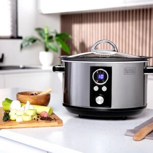 Black and Decker Black & Decker BXSC16044GB 3.5L Digital Sear & Stew Slow Cooker, Black & Chrome black/blue/gray 25.5 H x 34.5 W x 25.0 D cm