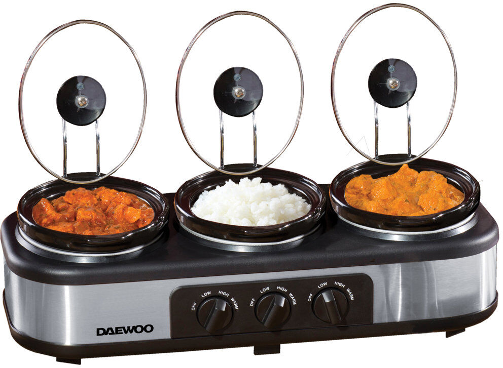 Daewoo 4.5L Triple Slow Cooker Silver;Black 4.5L