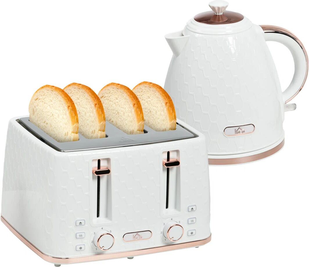 HOMCOM Kettle and Toaster Set white 23.4 H x 24.2 W x 19.5 D cm