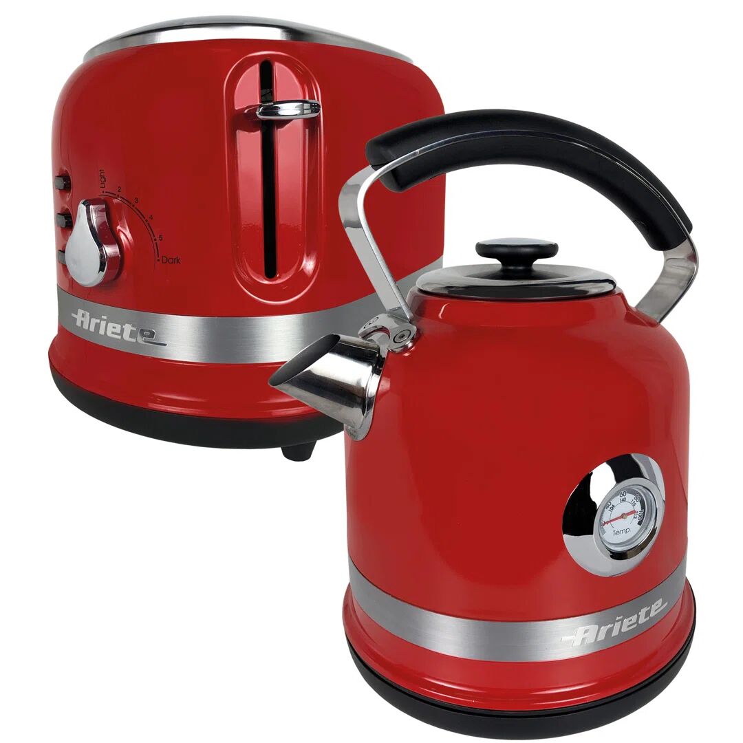 Ariete Moderna 1.7L Stainless Steel Kettle with 2 Slice Toaster Set gray 29.0 H x 24.5 W x 29.5 D cm