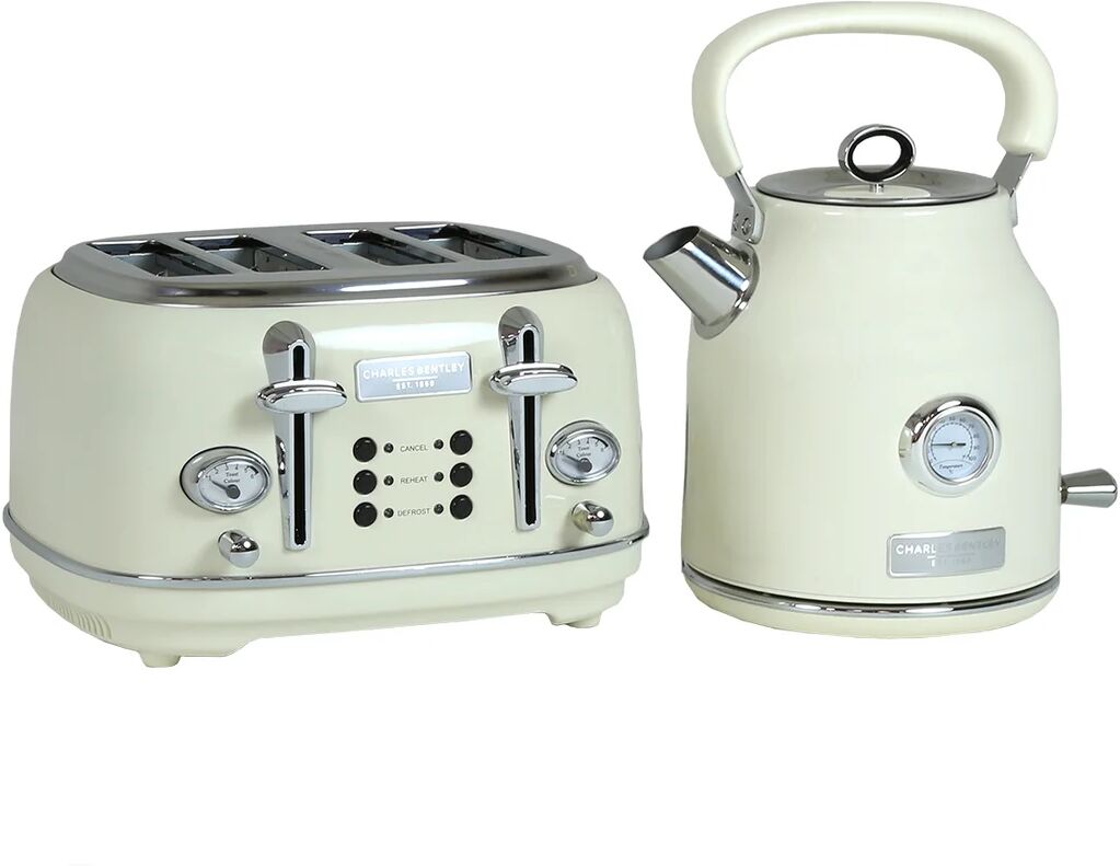 Charles Bentley Kettle & Toaster Set Cream & Chrome gray 29.0 H x 28.8 W x 32.0 D cm