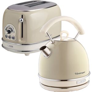 Ariete Vintage 1.7L Stainless Steel Dome Kettle with 2 Slice Toaster Set Cream 1.7L
