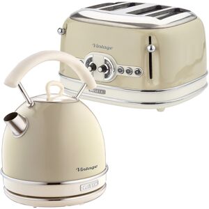 Ariete Vintage 1.7L Dome Kettle And 4 Slice Toaster Pack Beige 1.7L