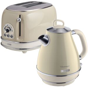 Ariete Vintage 1.7L Stainless Steel Jug Kettle with 2 Slice Toaster Set Cream 1.7L