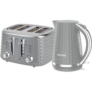 GEEPAS Argyle 4 Slice Bread Toaster & 1.7L Cordless Electric Kettle Combo Set with Textured Design 1750W Toastie Machine 7 Browning Control 2200W Grey 4 - Slice GEEPAS Argyle 4 Slice Bread Toaster & 1.7L Cordless Electric Kettle Combo Set with Textured Design 1750W Toastie Machine 7 Browning Control 2200W Grey 4 - Slice