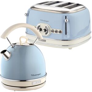 Ariete Vintage 1.7L Dome Kettle And 4 Slice Toaster Pack Blue 1.7L Ariete Vintage 1.7L Dome Kettle And 4 Slice Toaster Pack Blue 1.7L