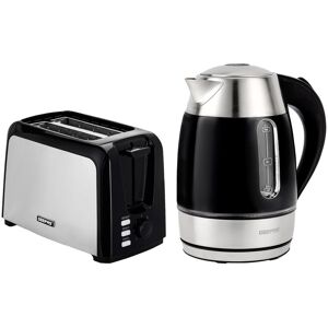 Geepas 2 Slice Bread Toaster & 1.7L Illuminating Electric Kettle Combo Silver;Black 2 - Slice Geepas 2 Slice Bread Toaster & 1.7L Illuminating Electric Kettle Combo Silver;Black 2 - Slice