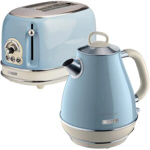 Ariete Vintage 1.7L Stainless Steel Jug Kettle with 2 Slice Toaster Set blue 30.5 H x 30.0 W x 22.0 D cm