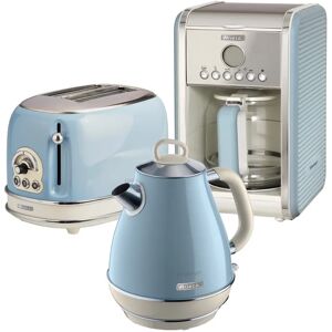 Ariete Vintage 1.7L Stainless Steel Jug Kettle with 2 Slice Toaster and 12 Cup Coffee Machine Set blue 30.5 H x 22.0 W x 22.0 D cm