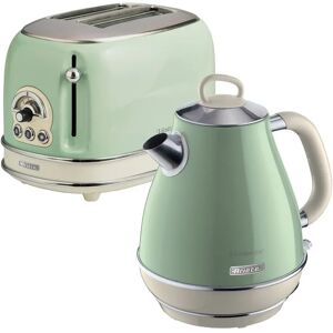 Ariete Vintage 1.7L Stainless Steel Jug Kettle with 2 Slice Toaster Set green 30.5 H x 30.0 W x 22.0 D cm