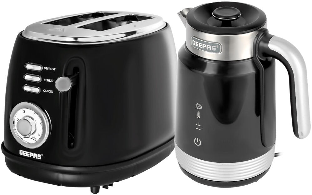 Geepas 1.7L Smart Stainless-Steel Kettle & 2 Slice Bread Toaster Combo Set- Wifi Internet, Google & Alexa - 6 Level Browning Control Silver;Black;White 2 - Slice