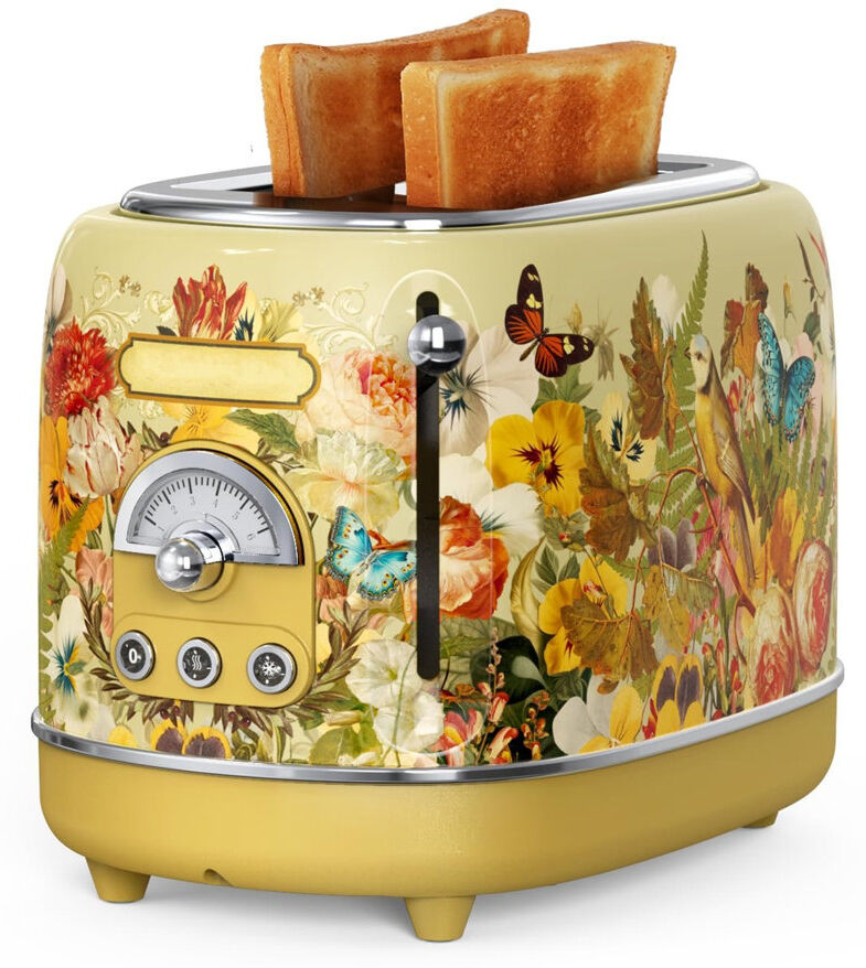 Rosalind Wheeler 2-Slice Retro Toaster, 6 Browning Levels, 3 Functions-Defrost/Reheat/Cancel, Removable Crumb Tray For Easy To Clean, 1.5 Inches Extra Wide Slots Yellow 2 - Slice