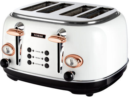 Tower Rosegold Stainless Steel 4 Slice Toaster Tower  - Size: 38cm H x 21cm W x 21cm D Tower Rosegold Stainless Steel 4 Slice Toaster Tower  - Size: 38cm H x 21cm W x 21cm D
