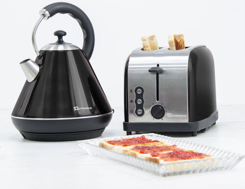 SQ Professional Gems 1.8L Stainless Steel Electric Kettle and 2 Slice Toaster Set SQ Professional Colour: Onxy/Metallic Black 90cm H X 84cm W X 40cm D SQ Professional Gems 1.8L Stainless Steel Electric Kettle and 2 Slice Toaster Set SQ Professional Colour: Onxy/Metallic Black 90cm H X 84cm W X 40cm D