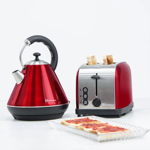 SQ Professional Gems 1.8L Stainless Steel Electric Kettle and 2 Slice Toaster Set SQ Professional Colour: Ruby/Metallic Red
