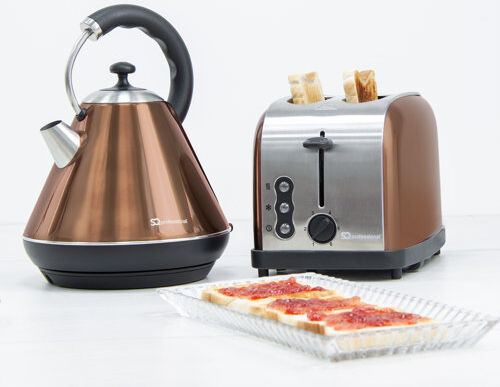 SQ Professional Gems 1.8L Stainless Steel Electric Kettle and 2 Slice Toaster Set SQ Professional Colour: Axinite/Copper 52cm H X 50cm W X 38cm D SQ Professional Gems 1.8L Stainless Steel Electric Kettle and 2 Slice Toaster Set SQ Professional Colour: Axinite/Copper 52cm H X 50cm W X 38cm D