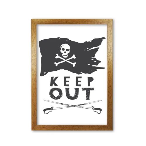 East Urban Home Pirate Keep Out by Pixy Paper - Picture Frame Typography on Paper East Urban Home Frame Options: Honey Oak, Size: 59.4cm H x 42cm W  - Size: 84.1cm H x 59.4cm W