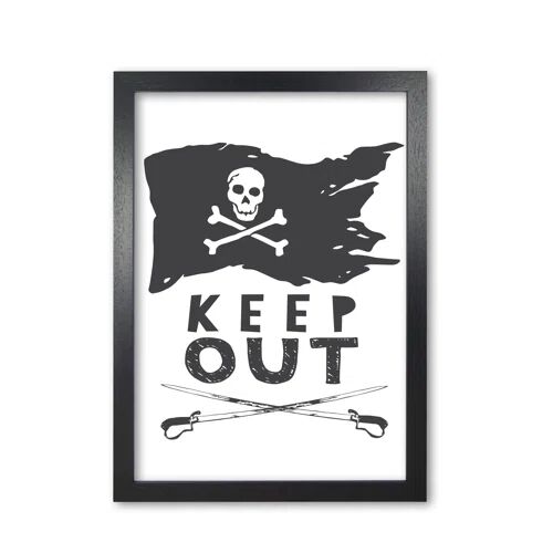 East Urban Home Pirate Keep Out by Pixy Paper - Picture Frame Typography on Paper East Urban Home Frame Options: Black Grain, Size: 59.4cm H x 42cm W  - Size: 84.1cm H x 59.4cm W