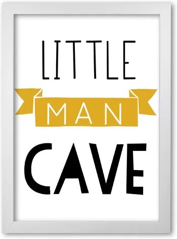 East Urban Home 'Little Man Cave Banner' Textual Art in Mustard East Urban Home Format: White Grain Frame, Size: 85 cm H x 60 cm W x 5 cm D  - Size: 85 cm H x 60 cm W x 5 cm D