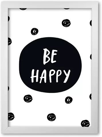 East Urban Home Be Happy Polka Dot - Painting Print East Urban Home Format: White Grain Frame, Size: 85 cm H x 60 cm W x 5 cm D  - Size: 60 cm H x 42 cm W x 5 cm D