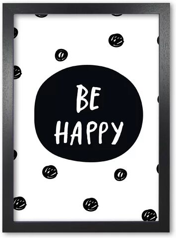 East Urban Home Be Happy Polka Dot - Painting Print East Urban Home Format: Black Grain Frame, Size: 85 cm H x 60 cm W x 5 cm D  - Size: 60 cm H x 42 cm W x 5 cm D