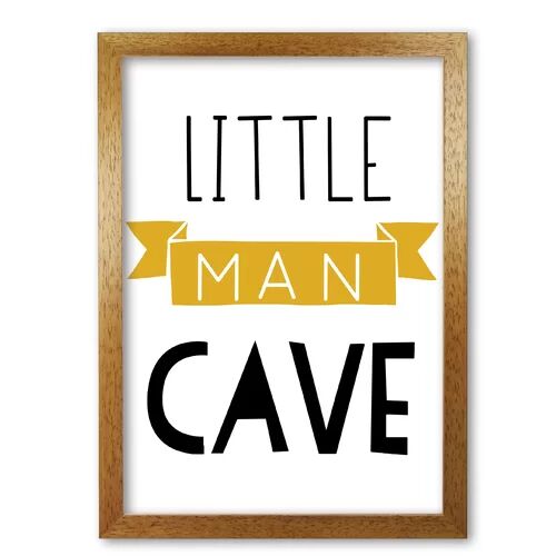 East Urban Home 'Little Man Cave Banner' Textual Art in Mustard East Urban Home Format: Honey Oak Frame, Size: 85 cm H x 60 cm W x 5 cm D  - Size: 60 cm H x 42 cm W x 5 cm D