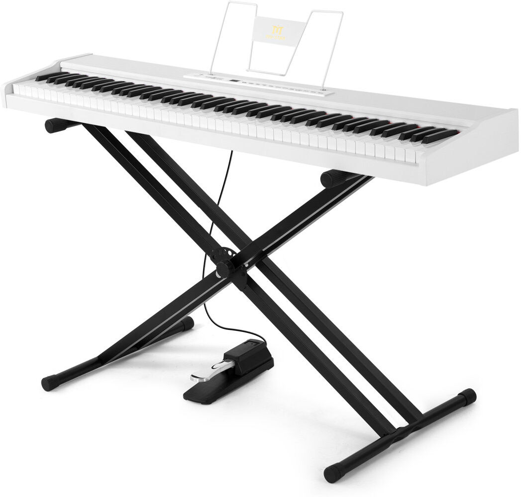Artist Hand 88 Key Weighted Digital Piano Keyboard With Stand, 88 Keys Portable Electric Piano Keyboard With Bluetooth Connection White