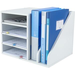 Ebern Designs Wood Desktop 4 Tier A4 In Tray Office Desk Tidy File Holder Paper Organiser Magazine Storage Filing Rack,Brown White 76.2cm H X 99.06cm W X 78.49cm D Ebern Designs Wood Desktop 4 Tier A4 In Tray Office Desk Tidy File Holder Paper Organiser Magazine Storage Filing Rack,Brown White 76.2cm H X 99.06cm W X 78.49cm D