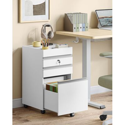17 Stories 3-Drawer Mobile File Cabinet, Filing Cabinet with Lock and Wheels, Under Desk Storage, Fits A4, Legal, Letter, for Home, Office and School, 40 x 40 x 65cm H X 40cm W X 40cm D 17 Stories 3-Drawer Mobile File Cabinet, Filing Cabinet with Lock and Wheels, Under Desk Storage, Fits A4, Legal, Letter, for Home, Office and School, 40 x 40 x 65cm H X 40cm W X 40cm D