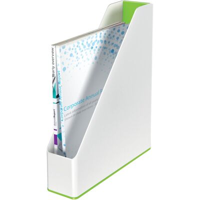 Leitz Free Standing Magazine Rack White/Green 31.8cm H X 7.3cm W X 27.2cm D Leitz Free Standing Magazine Rack White/Green 31.8cm H X 7.3cm W X 27.2cm D