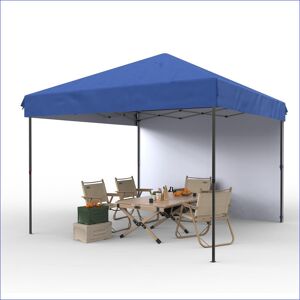 Dakota Fields 3x3M Heavy Duty Pop Up Canopy Tent with Carry Bag, Outdoor Instant Shelter Folding Canopy with 1 Sidewall 4 Stakes 4 Ropes 4 Sandbags for Farmers' Mar Blue