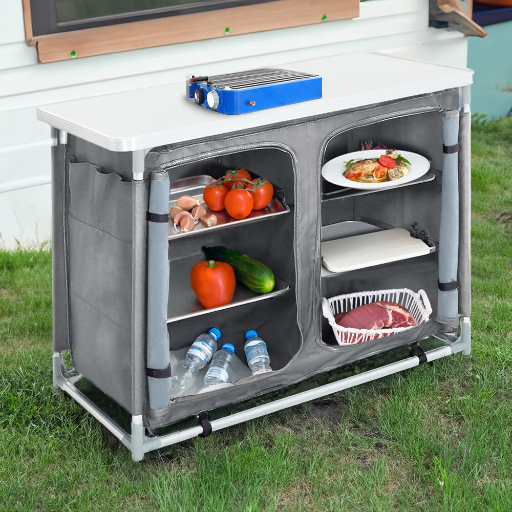 Dakota Fields Dutchess Folding Aluminum Camping Table Grey
