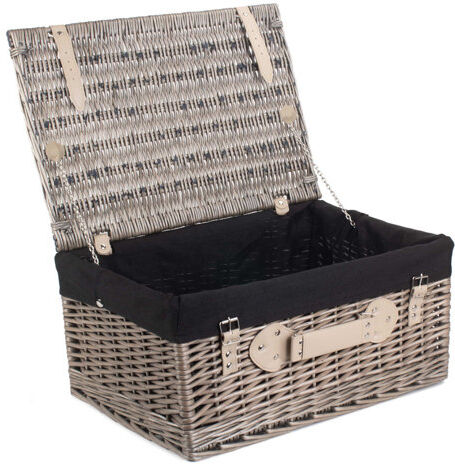 Union Rustic Wicker Picnic Basket Union Rustic Colour: Black, Size: 25cm H x 51cm W x 35cm D  - Size: 180cm H X 150cm W Union Rustic Wicker Picnic Basket Union Rustic Colour: Black, Size: 25cm H x 51cm W x 35cm D  - Size: 180cm H X 150cm W