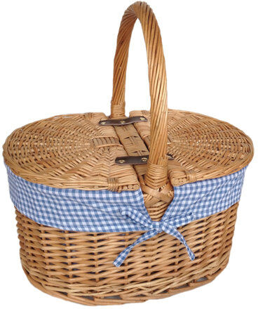 Brambly Cottage Lidded Picnic Basket with Check Lining Brambly Cottage Colour: Blue  - Size: 15cm H X 26cm W X 36cm D Brambly Cottage Lidded Picnic Basket with Check Lining Brambly Cottage Colour: Blue  - Size: 15cm H X 26cm W X 36cm D