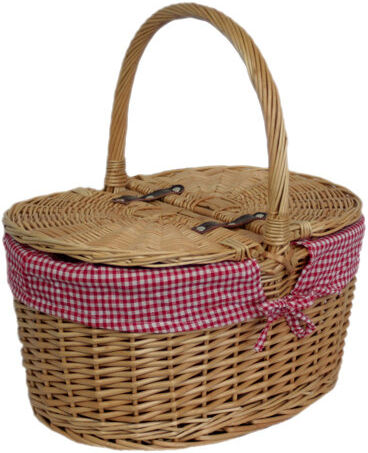 Brambly Cottage Check Lining Oval Picnic Basket Brambly Cottage Colour: Red  - Size: 80cm H X 50cm W X 3cm D Brambly Cottage Check Lining Oval Picnic Basket Brambly Cottage Colour: Red  - Size: 80cm H X 50cm W X 3cm D