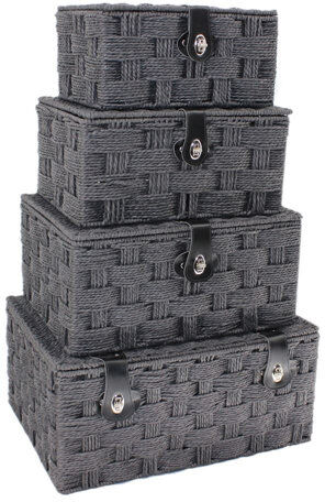 Brambly Cottage Extra Large Paper Rope Picnic Basket Brambly Cottage Colour: Black  - Size: 33cm H X 45cm W X 45cm D Brambly Cottage Extra Large Paper Rope Picnic Basket Brambly Cottage Colour: Black  - Size: 33cm H X 45cm W X 45cm D