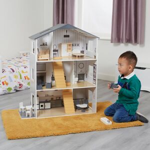 Liberty House Toys Kids Dolls House with Handcrafted Wood Furniture Accessories White;Grey;Beige 88cm H X 75cm W X 30cm D