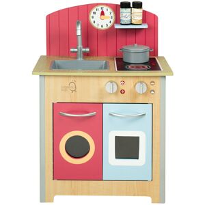 Teamson Kids Little Chef Porto Classic Interactive Wooden Play Kitchen, Wood/Red Red 69cm H X 48cm W X 31cm D