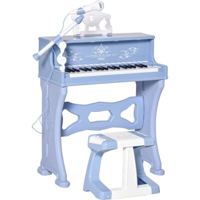 Zoomie Kids HOMCOM 37 Keys Kids Piano Mini Light Toy Set with Stool Microphone Blue 63cm H X 53.5cm L X 27cm D Zoomie Kids HOMCOM 37 Keys Kids Piano Mini Light Toy Set with Stool Microphone Blue 63cm H X 53.5cm L X 27cm D