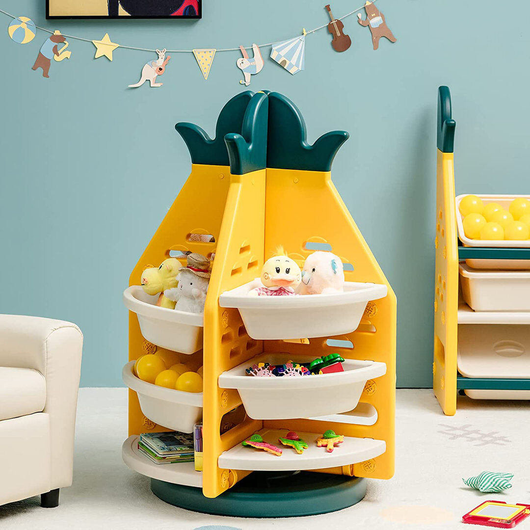 Zoomie Kids Abell Toy Organiser with Bins PE 106cm H X 74cm W X 74cm D