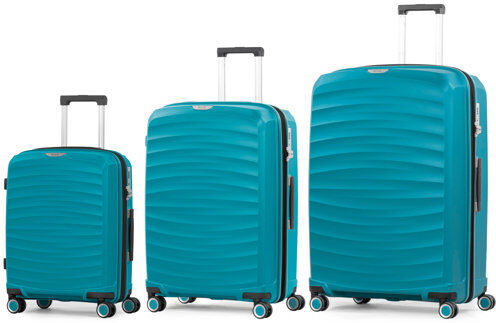 Rock Sunwave 3 Piece Expandable Hard Shell Suitcase Set Rock Finish: Blue Standard Rock Sunwave 3 Piece Expandable Hard Shell Suitcase Set Rock Finish: Blue Standard