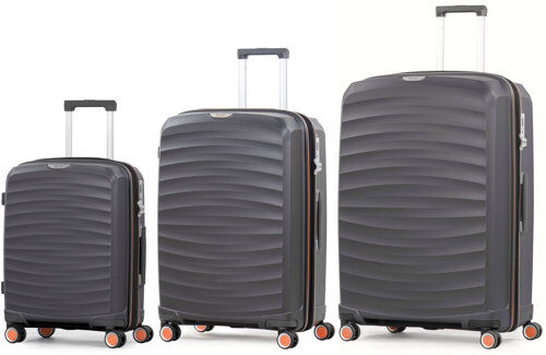 Rock Sunwave 3 Piece Expandable Hard Shell Suitcase Set Rock Finish: Charcoal Standard Rock Sunwave 3 Piece Expandable Hard Shell Suitcase Set Rock Finish: Charcoal Standard