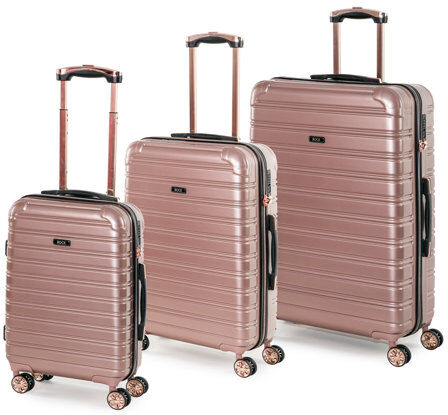 Rock Chicago 3 Piece Lightweight Hard Shell Luggage Set Rock Finish: Rose Pink Rock Chicago 3 Piece Lightweight Hard Shell Luggage Set Rock Finish: Rose Pink