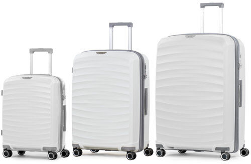 Rock Sunwave 3 Piece Expandable Hard Shell Suitcase Set Rock Finish: White Standard Rock Sunwave 3 Piece Expandable Hard Shell Suitcase Set Rock Finish: White Standard